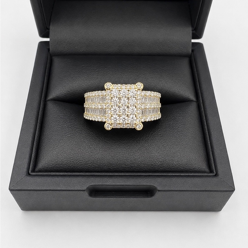 Gold Over 925 Sterling silver 2.33CT MOISSANITE Cluster Men’s Ring Size 11